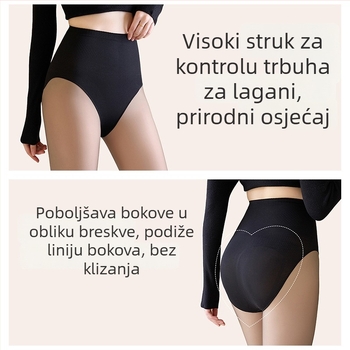 Najlon čarape s visokim strukom, podstavljene za toplinu, oblikovanje tijela, neklizajuća prepona, prozirna boja kože, cijeli nogni dio