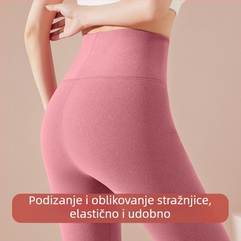 Ženske termo legice s visokim strukom, flis podstava, bez šavova, debeli materijal, Derong tkanina, poliester-elastin