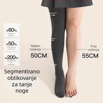 Ženske tajice s fleece podstavom, debeli, sive uspravne pruge
