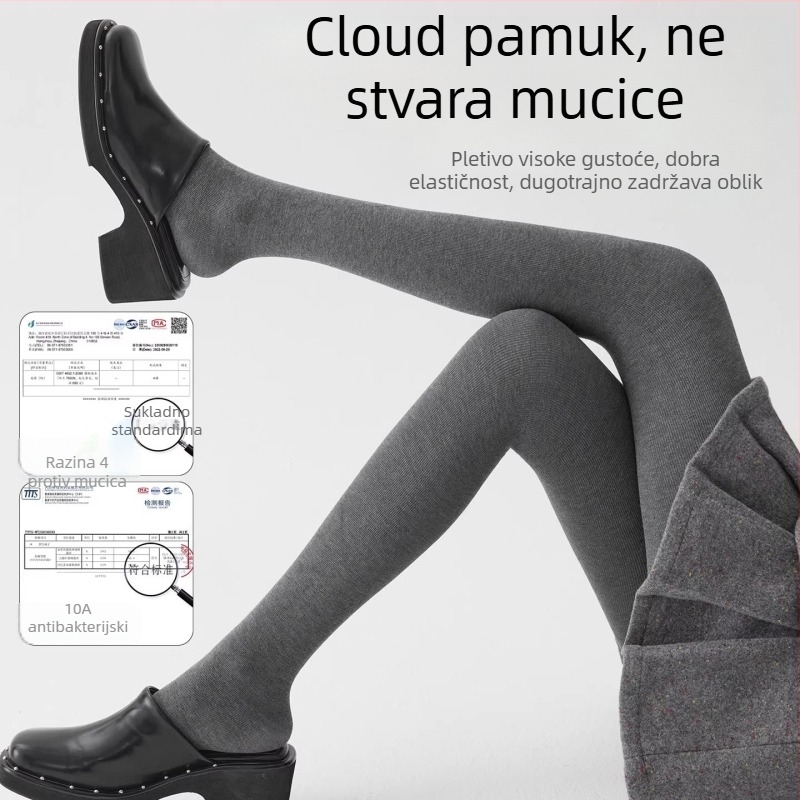 Ženske sive pančare s vertikalnim prugama, flis podstavom, visokim strukom, tople, za vanjsku uporabu