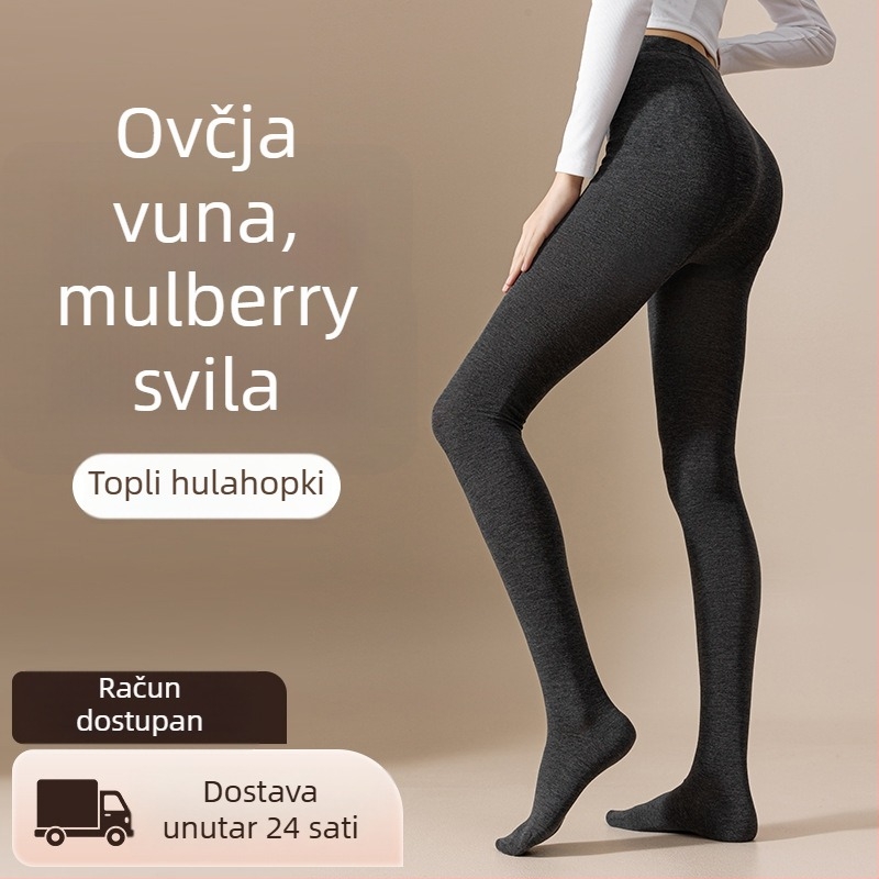Vunene tajice, jednobojni dizajn, srednja gustoća, cijele dužine, za mlade 18–40 godina