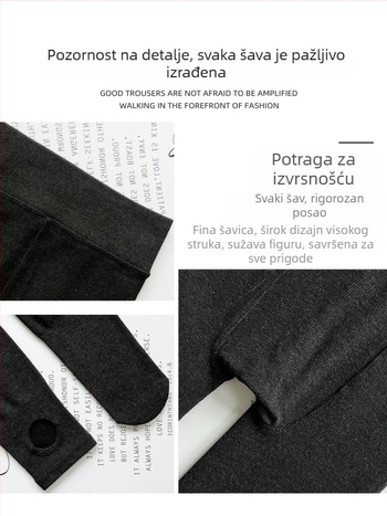 Ženske pletene pamukne tajice s fleece podstavom za jesen-zimu, debele i tijesno prilagodljive, 50–70% pamuka, nylon ispod 30%