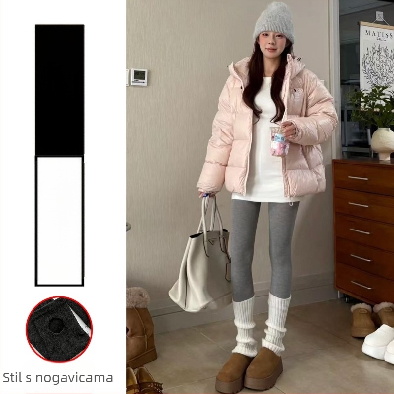 Ženske pletene pamukne tajice s fleece podstavom za jesen-zimu, debele i tijesno prilagodljive, 50–70% pamuka, nylon ispod 30%