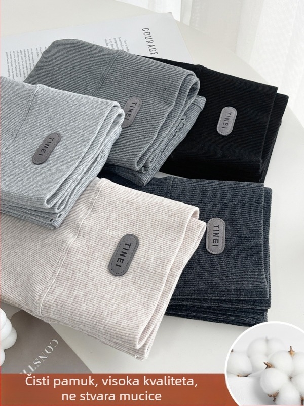 Ženske pamukaste leggings s visokim strukom, plus veličina, 3/4 dužine, bez šavova, elastične i udobne