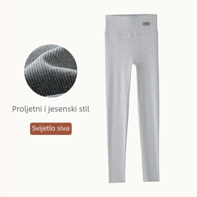 Ženske pamukaste leggings s visokim strukom, plus veličina, 3/4 dužine, bez šavova, elastične i udobne