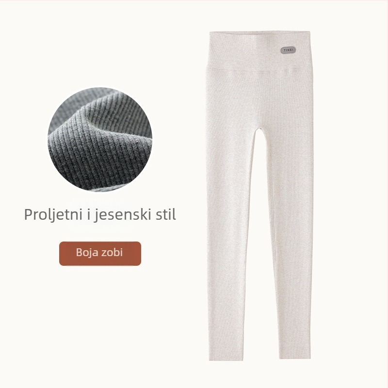 Ženske pamukaste leggings s visokim strukom, plus veličina, 3/4 dužine, bez šavova, elastične i udobne