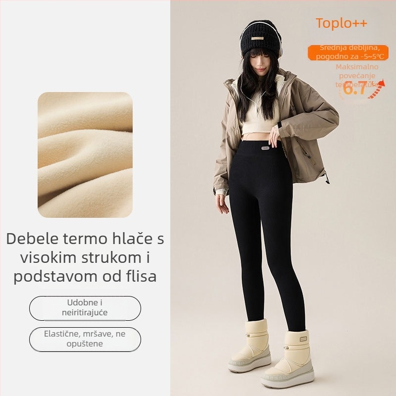 Ženske pamukaste leggings s visokim strukom, plus veličina, 3/4 dužine, bez šavova, elastične i udobne
