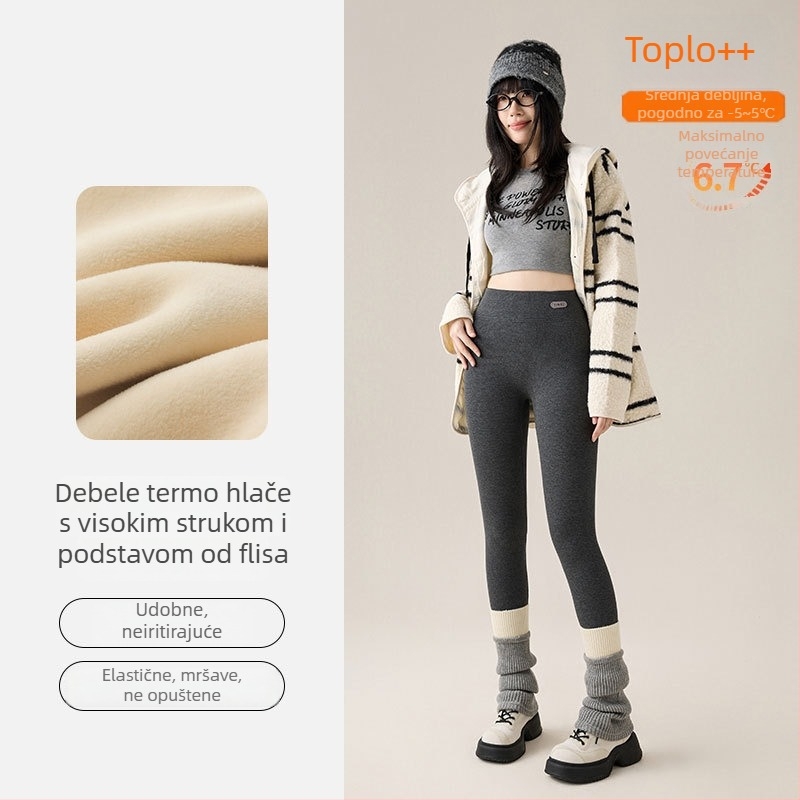 Ženske pamukaste leggings s visokim strukom, plus veličina, 3/4 dužine, bez šavova, elastične i udobne