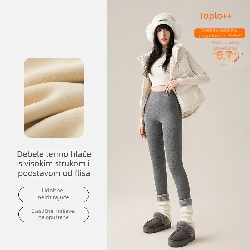 Ženske pamukaste leggings s visokim strukom, plus veličina, 3/4 dužine, bez šavova, elastične i udobne
