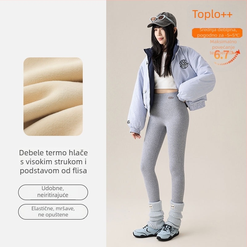 Ženske pamukaste leggings s visokim strukom, plus veličina, 3/4 dužine, bez šavova, elastične i udobne