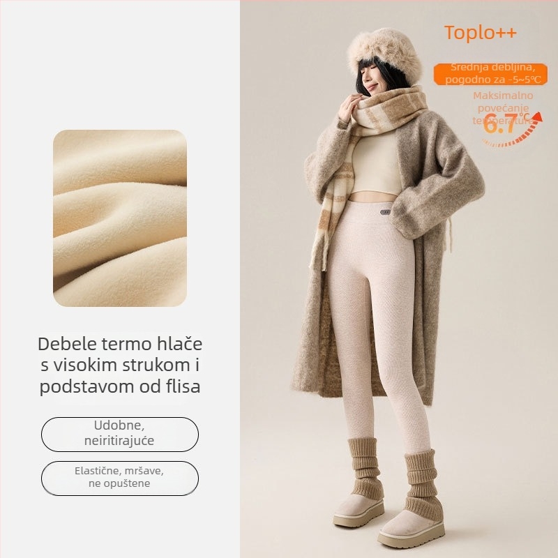 Ženske pamukaste leggings s visokim strukom, plus veličina, 3/4 dužine, bez šavova, elastične i udobne