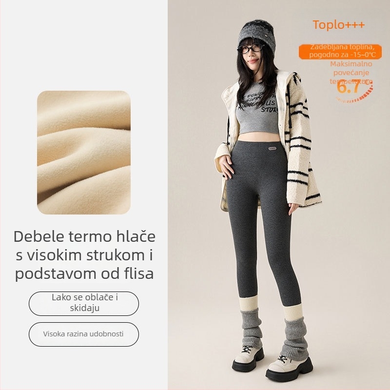 Ženske pamukaste leggings s visokim strukom, plus veličina, 3/4 dužine, bez šavova, elastične i udobne