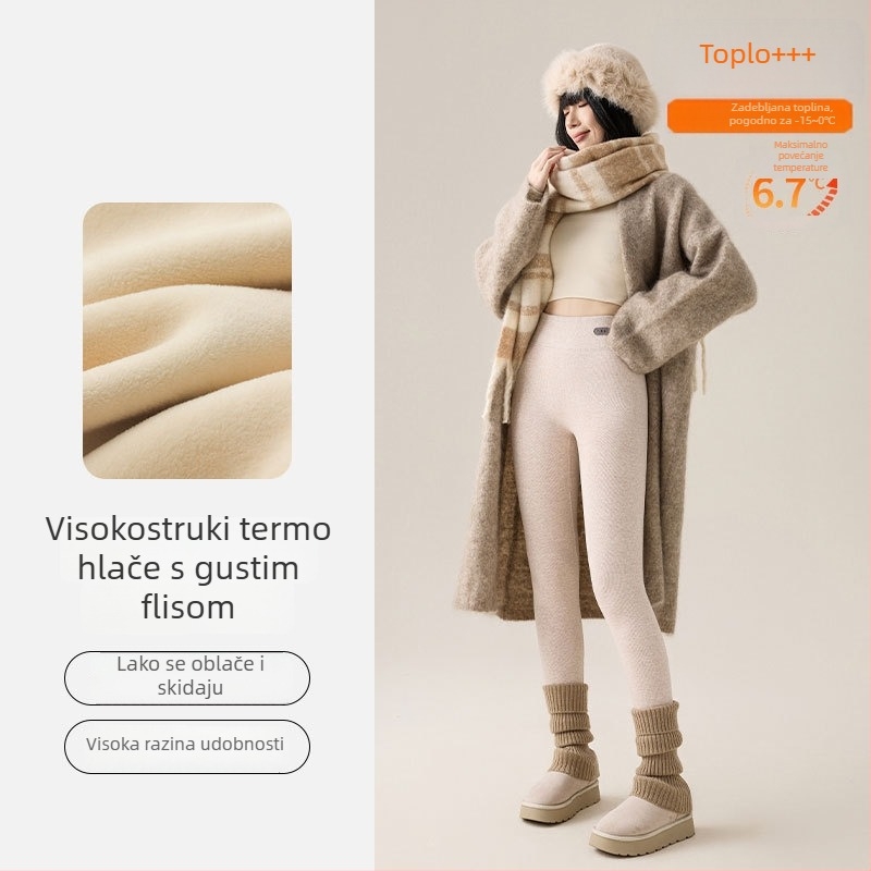 Ženske pamukaste leggings s visokim strukom, plus veličina, 3/4 dužine, bez šavova, elastične i udobne