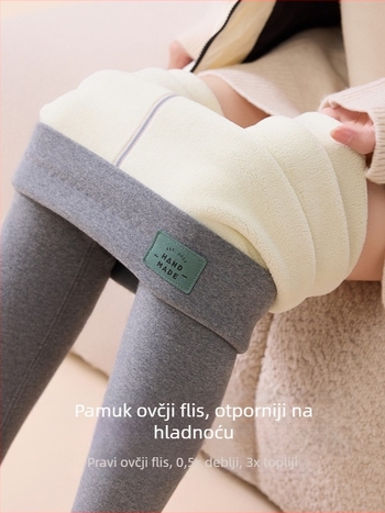 Ženske zimske legice od pamuka i ovčje vune, visok pojas, fleece podstava, debele tople hlače za sjeveroistočni region, 2026 novi model