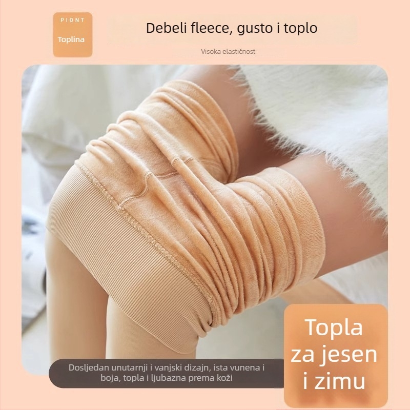 Najlon čarape s cijelim pokrivanjem nožnih dijelova, podizanje stražnjice i oblikovanje siluete, debeli flis unutarnji sloj za jesen-zimu