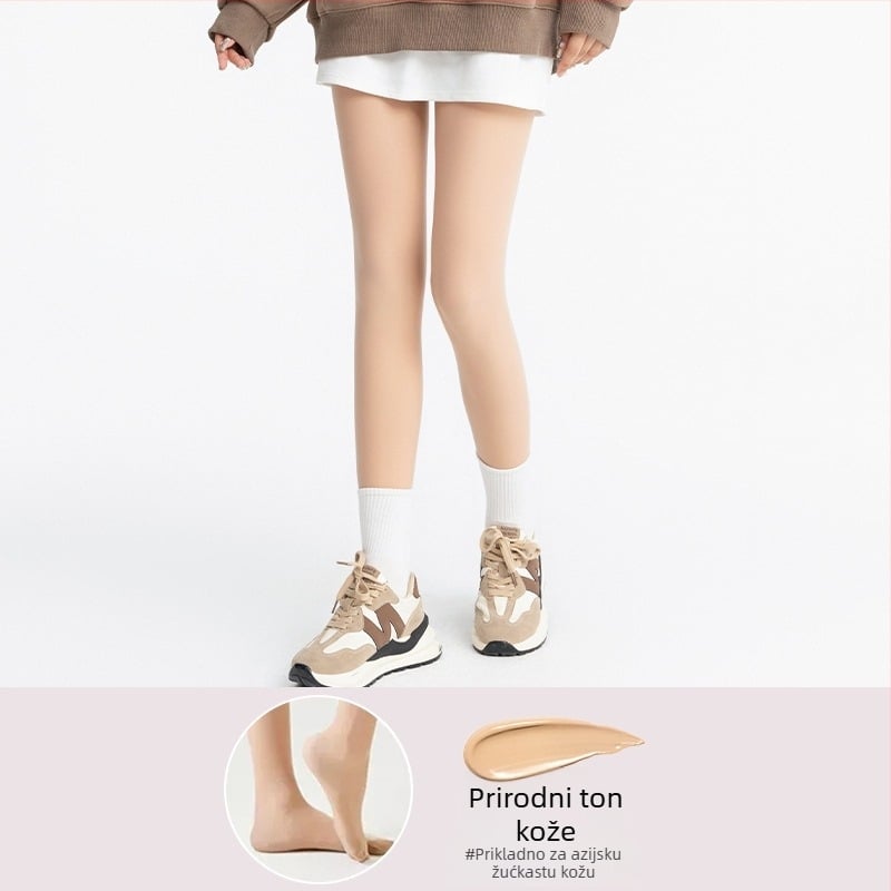 Najlon čarape s cijelim pokrivanjem nožnih dijelova, podizanje stražnjice i oblikovanje siluete, debeli flis unutarnji sloj za jesen-zimu