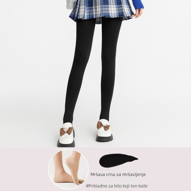 Najlon čarape s cijelim pokrivanjem nožnih dijelova, podizanje stražnjice i oblikovanje siluete, debeli flis unutarnji sloj za jesen-zimu