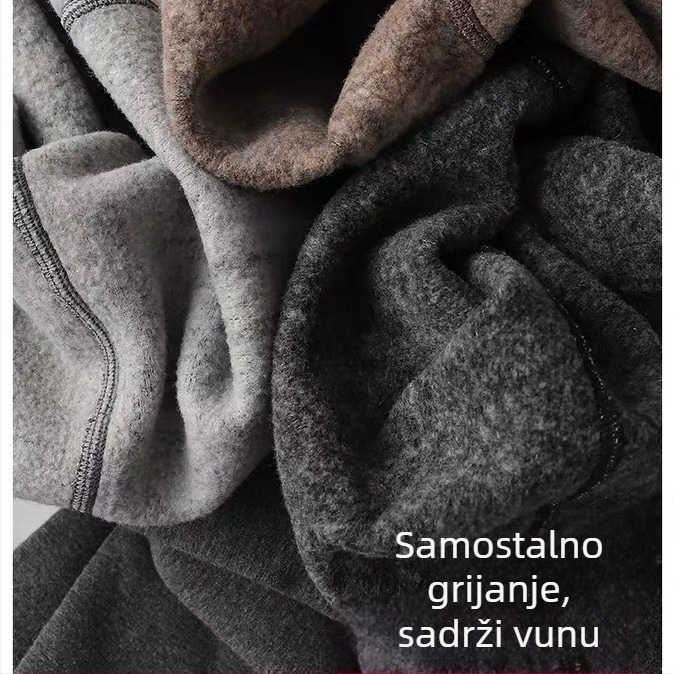 Ženske pamučne tajice s flis podstavom od pamuka, tamno siva, japanski stil, srednja debljina
