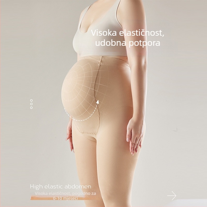 Trudničke legice za jesen-zimu, tople s flisom, podrška za trbuh, podesiva, velika veličina