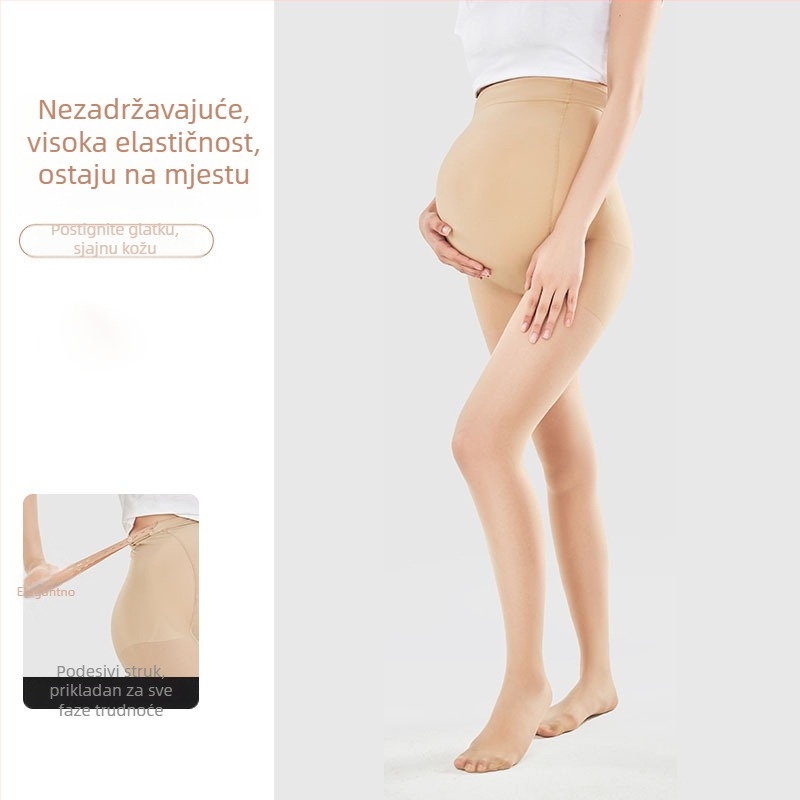 Trudničke legice za jesen-zimu, tople s flisom, podrška za trbuh, podesiva, velika veličina