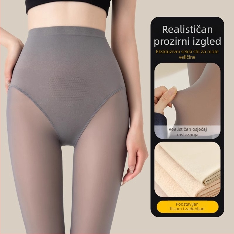 Sive prozirne čarape za žene, jesen-zima, crne sjajne prozirne čarape s prozirnim dijelom
