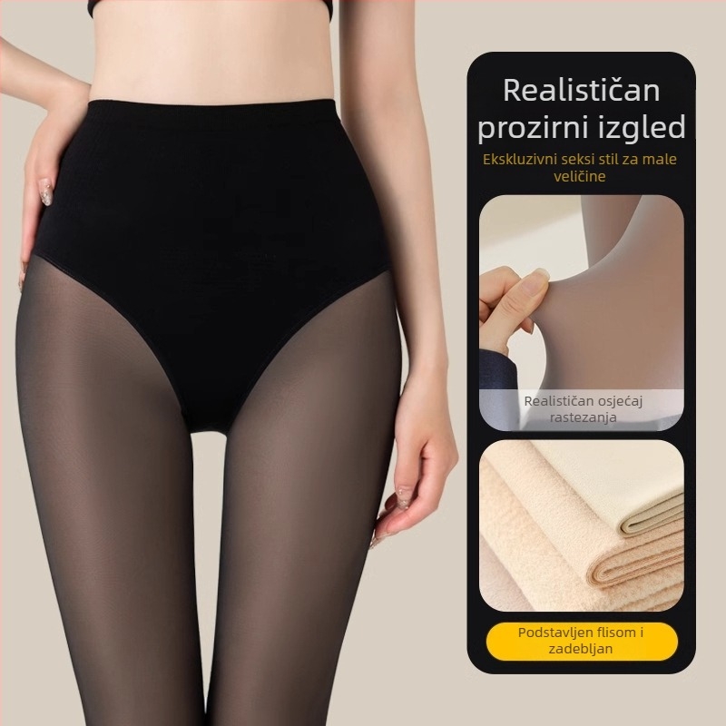 Sive prozirne čarape za žene, jesen-zima, crne sjajne prozirne čarape s prozirnim dijelom