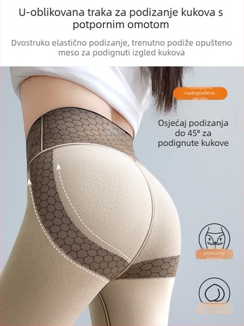 Ženske joge hlače od Sharkskin materijala, za proleće i jesen, deblje za toplinu, visokim strukom za učvršćivanje trbuha i podizanje stražnjice, plus veličina