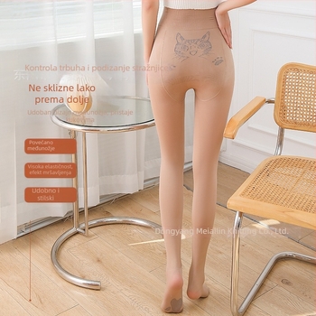 Nude pantyhose s kontrolom trbuha i podizanjem bokova, dizajn mačje šape, jedinstvene hlačnice, srednja debljina, najlon