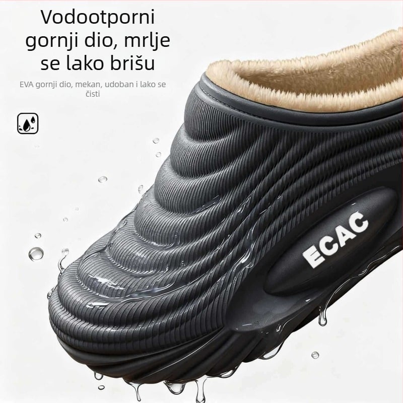 Muške vodootporne pamučne papuče - unutarnja uporaba, protuklizne, antibakterijske, topla baršunasta podstava, EVA potplat