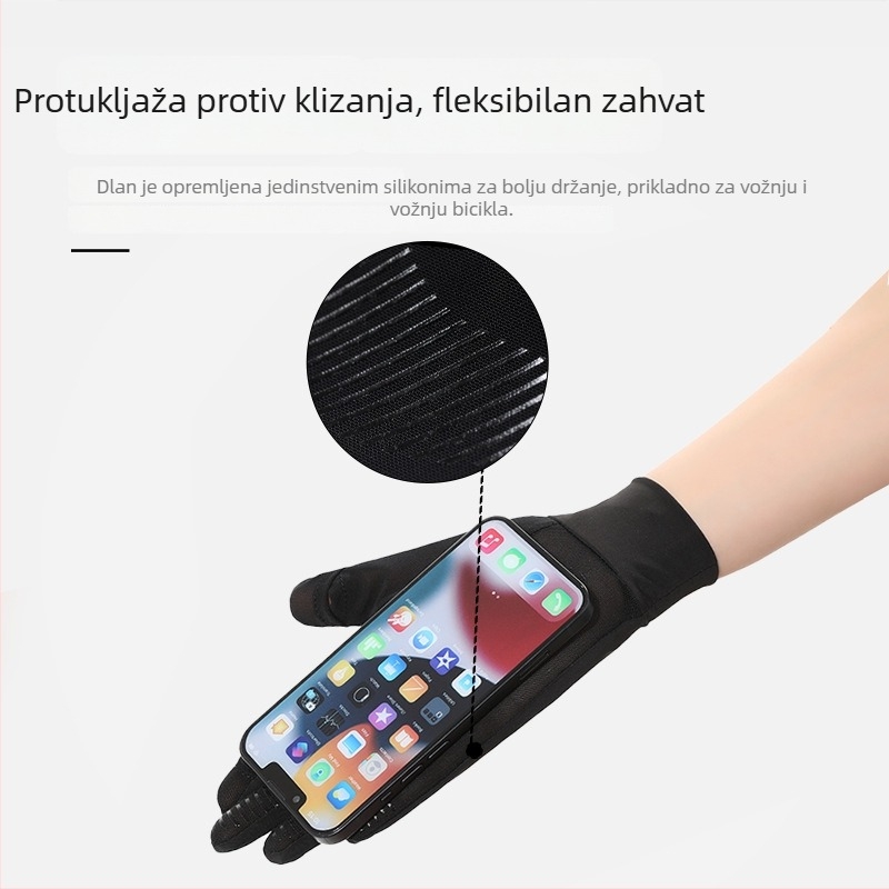 Muške ljetne rukavice za vožnju bicikla s UV zaštitom – brzo sušeće, prozračne, anti-slip, kompatibilne s dodirnim zaslonom; Ice Silk poliester (71-80%) + Spandex (21-30%)