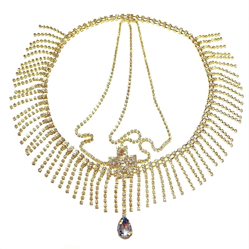 Bakrena čelenka s rhinestones i privjeskom – elektroplatiranje, neovisno pakiranje, licencirana privatna oznaka, ljeto 2024