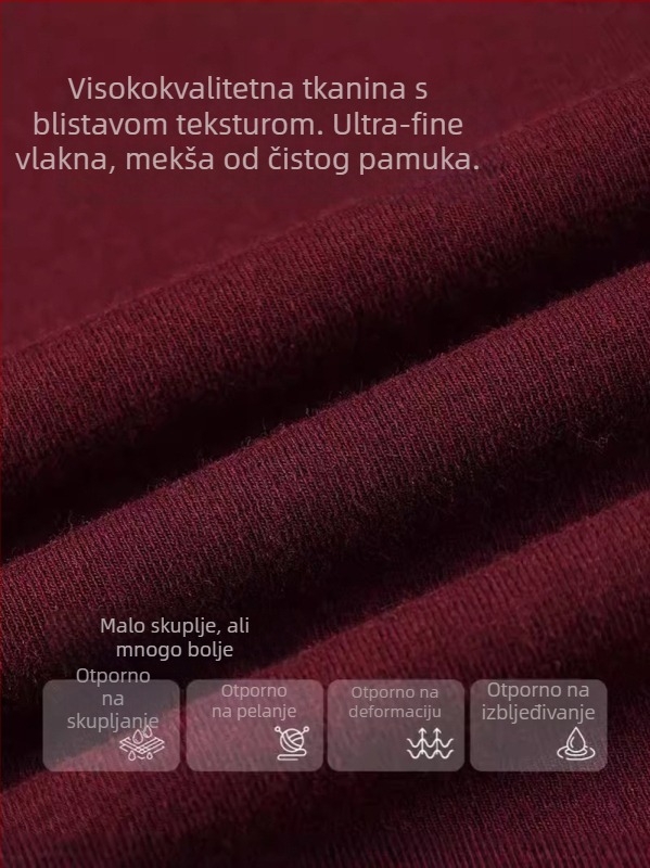 Majica s polu-okruglim ovratnikom, dugi rukavi, slim fit, akril