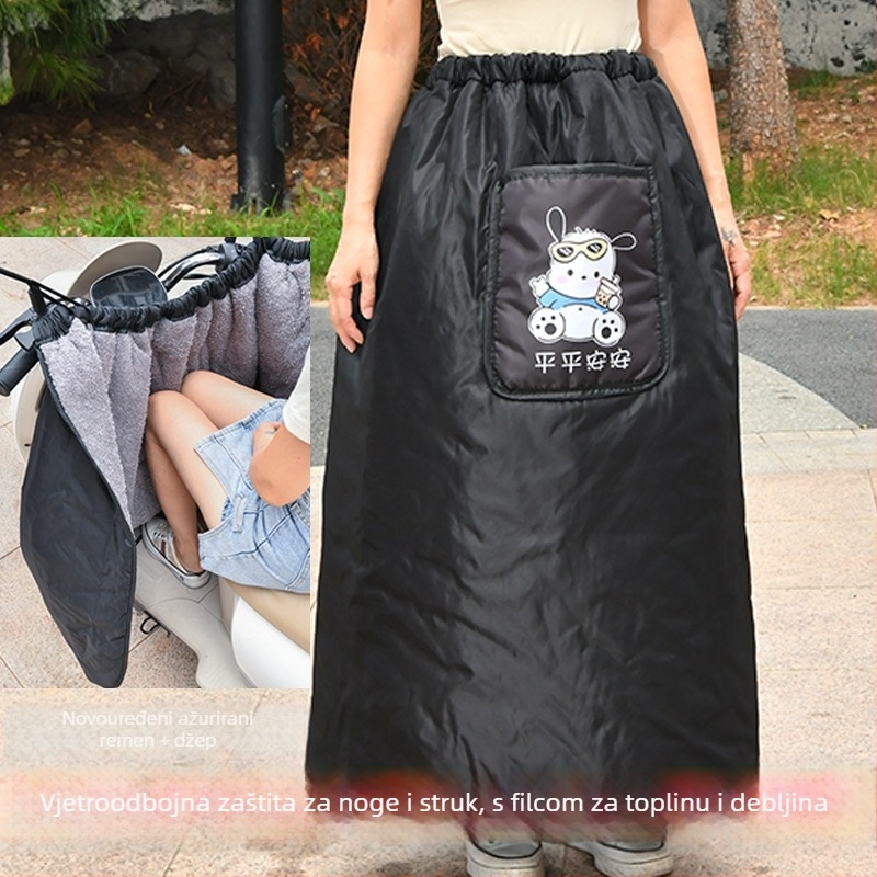 Vjetrovita suknja za električna vozila — zimska prošivena suknja za vožnju biciklom, podstavljena flisom, vodootporan Oxford materijal (Materijal: vodootporan Oxford; Stil: prošiven; Modeli: električno vozilo, motocikl, baterijsko vozilo, tricikl; Funkcije