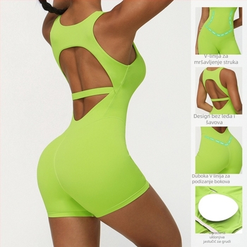 Joga bodi za oblikovanje tijela - visoka povratnost, dvostrani Jinamonia materijal, 80% najlon + 20% spandex, umetak za prsni koš