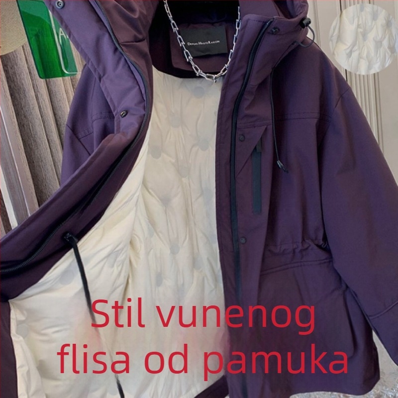 Ženski trenč kaput, materijal od pamuka–mješavina, srednja debljina, A-silueta, ultra kratka duljina ≤40 cm, kapuljača, džepovi sa zipom
