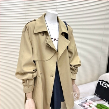 Trench kaput za žene maloga rasta - Chenille-spandex mješavina, srednja duljina, ovratnik s lotus listom, bez rukava, detalj vezivanja, jesen 2025