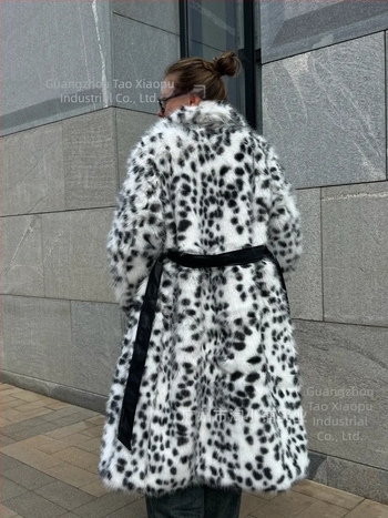 Dugi poliesterski kaput s imitacijom kože, prednja šnira lace-up, ovratnik Turn-down, otporan na nabor, stil A-line/Socialite, dužina 80-100 cm, 2025