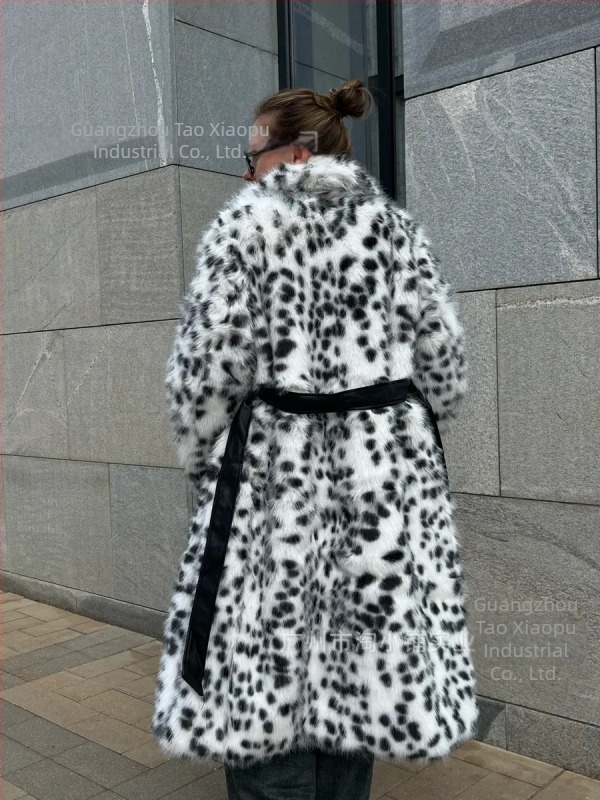 Dugi poliesterski kaput s imitacijom kože, prednja šnira lace-up, ovratnik Turn-down, otporan na nabor, stil A-line/Socialite, dužina 80-100 cm, 2025