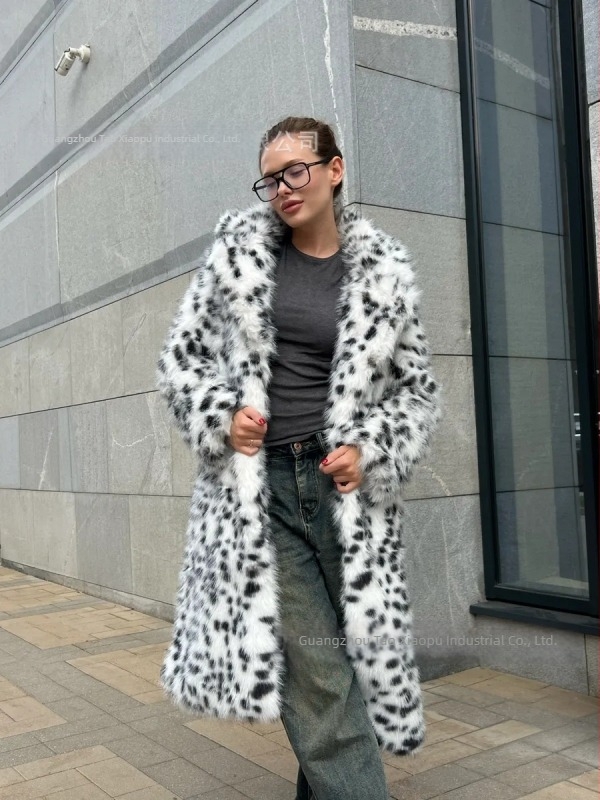 Dugi poliesterski kaput s imitacijom kože, prednja šnira lace-up, ovratnik Turn-down, otporan na nabor, stil A-line/Socialite, dužina 80-100 cm, 2025