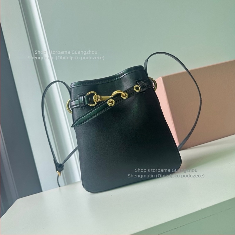 Crossbody torba od prave kože s platnenom podstavom, vertikalni kvadratni oblik, džep za mobitel, za svakodnevnu upotrebu