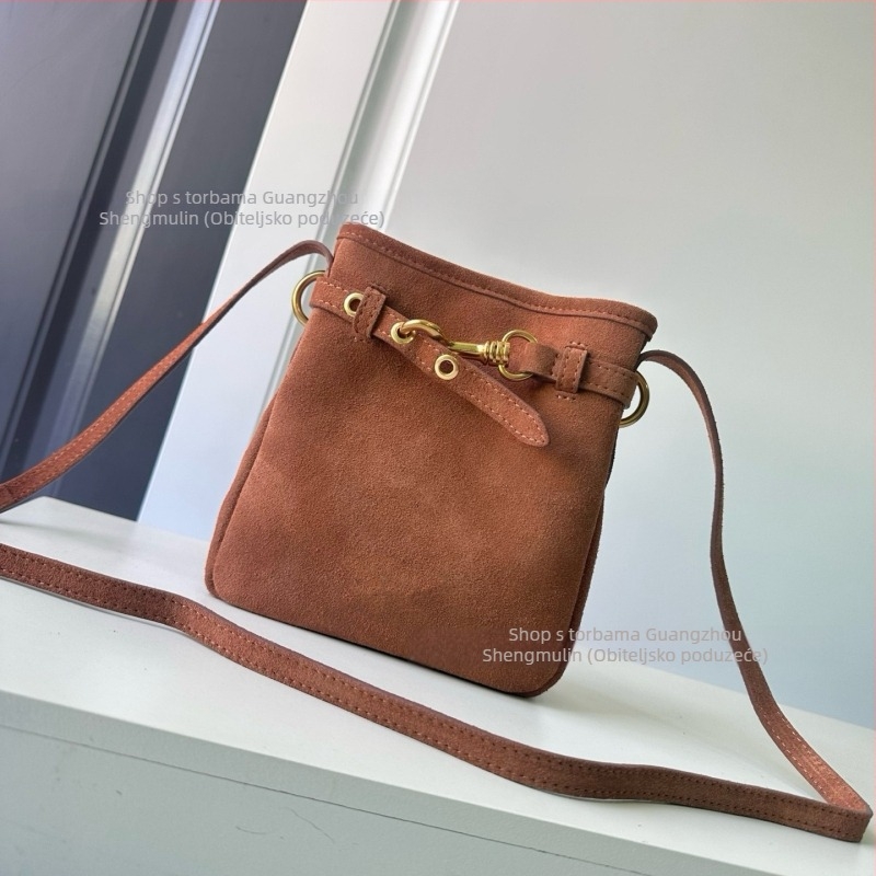 Crossbody torba od prave kože s platnenom podstavom, vertikalni kvadratni oblik, džep za mobitel, za svakodnevnu upotrebu