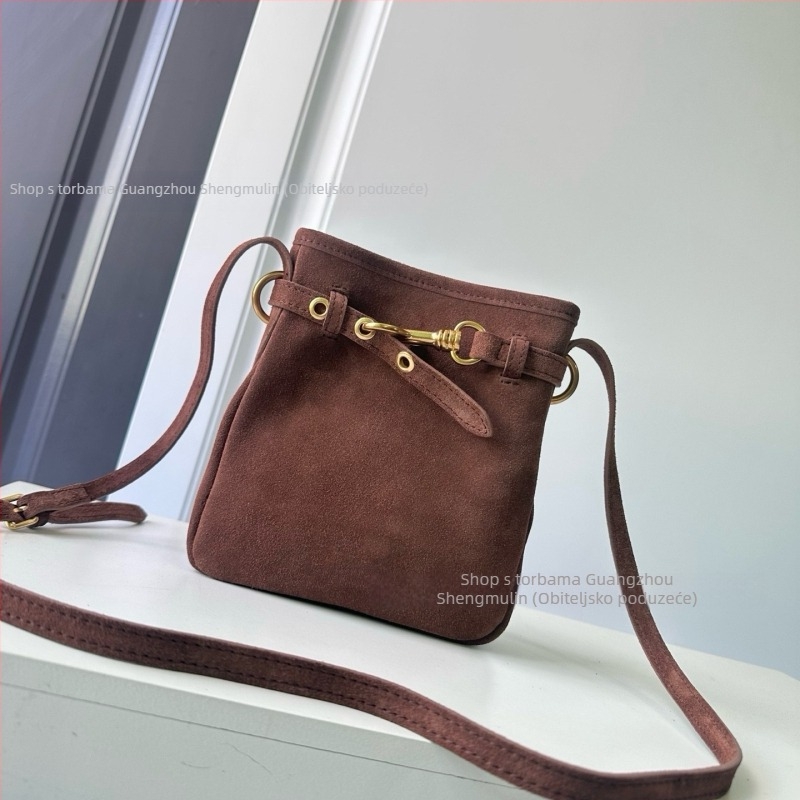 Crossbody torba od prave kože s platnenom podstavom, vertikalni kvadratni oblik, džep za mobitel, za svakodnevnu upotrebu