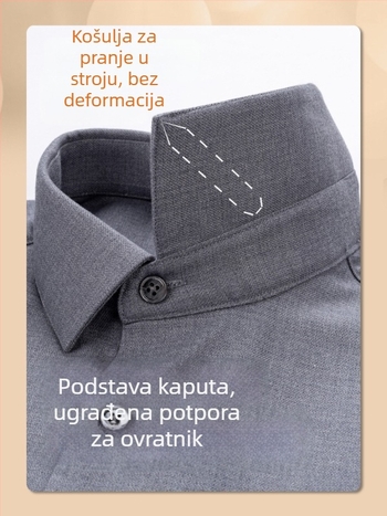 Košulja od ovčje vune s žakardnim uzorkom, dugi rukav, kvadratni ovratnik, lagani poslovni stil