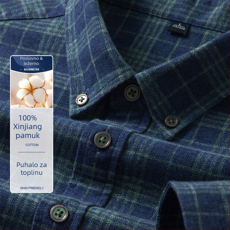 Muška košulja za jesen-zimu, 100% pamuk, karirani uzorak, casual stil, slim fit