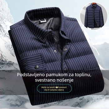 Muška karirana jakna-košulja s fleecem, dugi rukavi, topla zimi