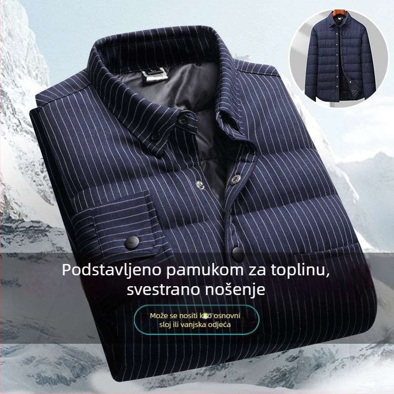 Muška karirana jakna-košulja s fleecem, dugi rukavi, topla zimi