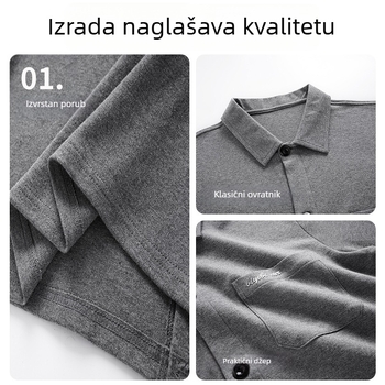 Kardigan od čistog pamuka s dugim rukavima za muškarce srednje dobi i starije, s džepovima i rever ovratnikom, lagani proljetni gornji dio