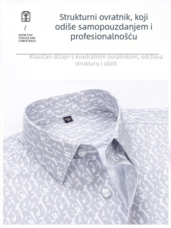 Muška košulja s dugim rukavima od modalnog materijala, cvjetni uzorak, prozračna, otporna na gužvanje, odvodi vlagu, 68,6% poliester, kvadratni ovratnik, prilagodljiv kroj