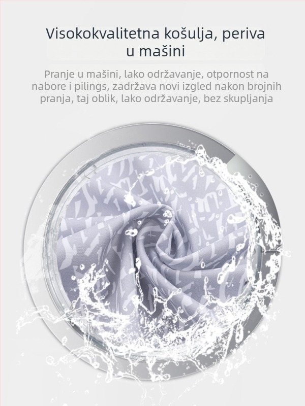 Muška košulja s dugim rukavima od modalnog materijala, cvjetni uzorak, prozračna, otporna na gužvanje, odvodi vlagu, 68,6% poliester, kvadratni ovratnik, prilagodljiv kroj