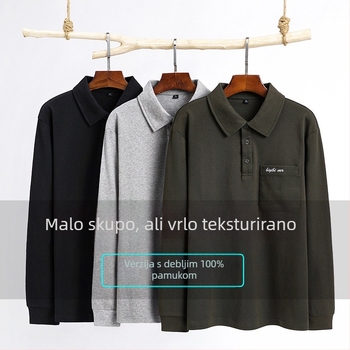 Polo majica s dugim rukavima, udoban kroj, češljani pamuk, jednobojna